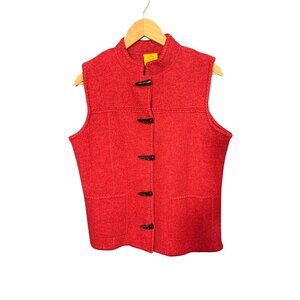 Ruby Rd. Petite Small Red Wool‎ Vest With Toggle Buttons